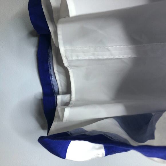 LOFT Stripe Flare A Line Dress Blue Nautical Pleat - Picture 6 of 9